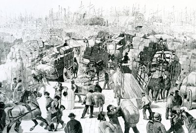 View from West Street of Mercantile Activity in New York Harbour, c.1880 by Quevero